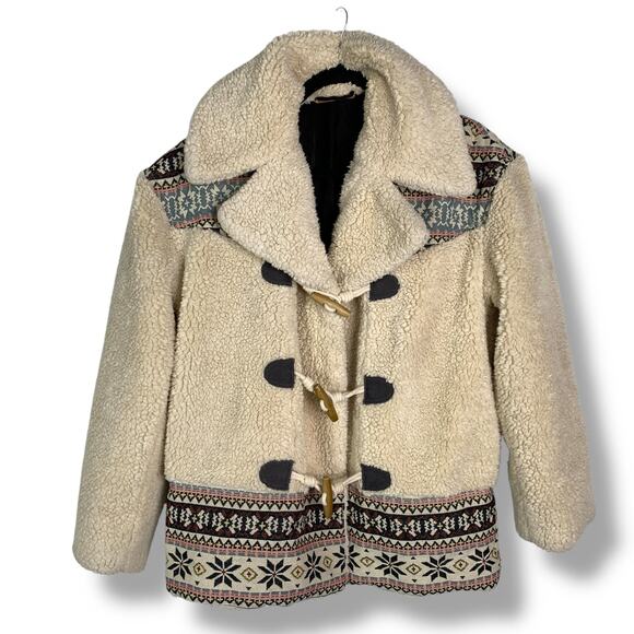 Free People Oh My Teddy Nordic Sherpa Fleece Coat Fits a medium - Picture 1 of 9